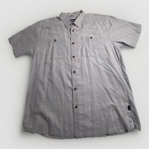 Patagonia Men's Short Sleeve Button Down Hemp Organic Cotton Shirt Gray Large